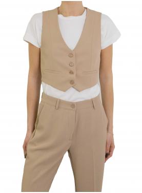 Gilet cropped con bottoni e tasche frontali Please